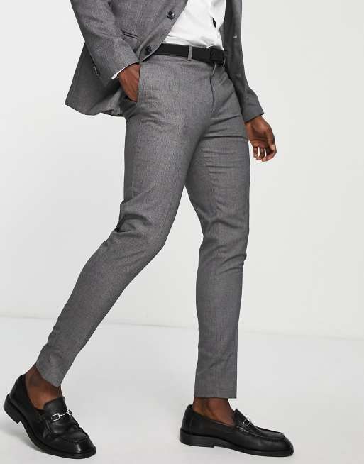 ASOS DESIGN wedding super skinny suit pants in micro texture in