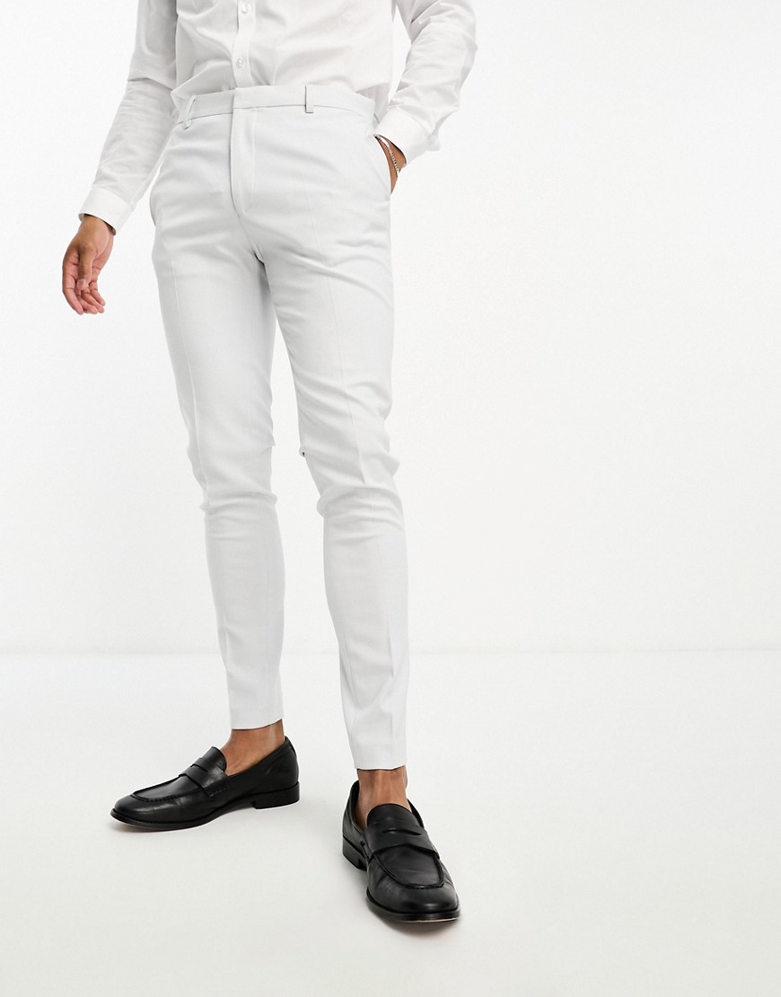 Asos Design Wedding Super Skinny Suit Pants In Ice Gray Micro Texture