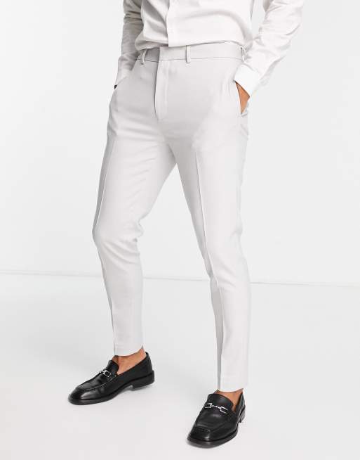 ASOS DESIGN wedding super skinny suit pants in micro texture in