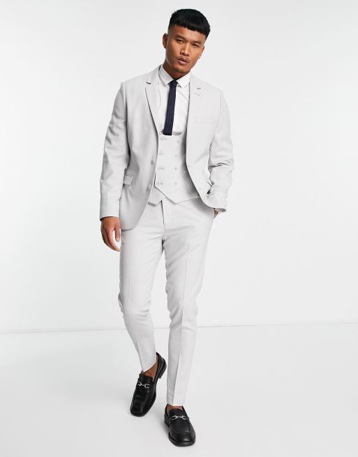 ASOS DESIGN wedding super skinny suit pants in ice gray micro texture