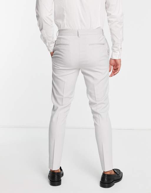 ASOS DESIGN wedding super skinny suit pants in ice gray micro texture