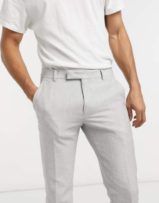 ASOS DESIGN wedding super skinny suit pants in ice gray micro texture, 3 of 4
