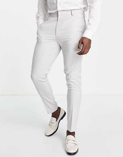 ASOS DESIGN wedding super skinny suit pants in micro texture ice gray