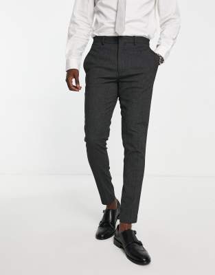 Asos Design Wedding Super Skinny Suit Pants In Micro Texture In Black