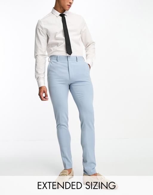 ASOS DESIGN wedding super skinny suit pants in pale blue