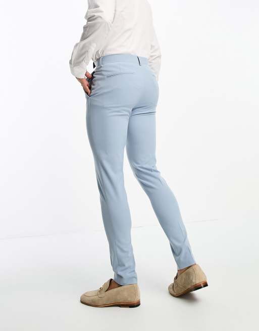 Women's Elegant Plain Skinny Royal Blue Pants L