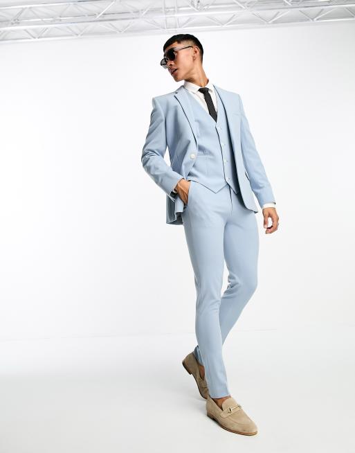 ASOS DESIGN super skinny suit pants in light blue