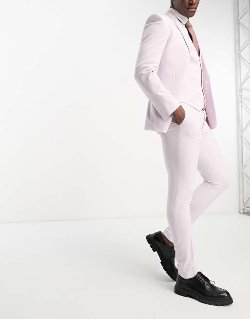 ASOS DESIGN Wedding super skinny suit pants in pale pink