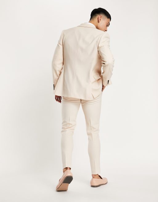 ASOS DESIGN wedding super skinny suit pants in micro texture in