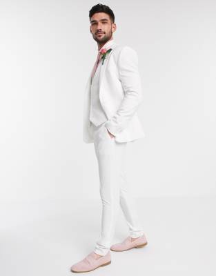 white skinny suit pants