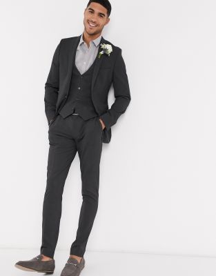 charcoal suit with vest