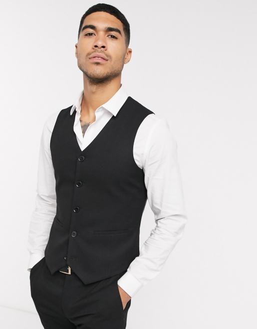 White dress shirt black on sale vest