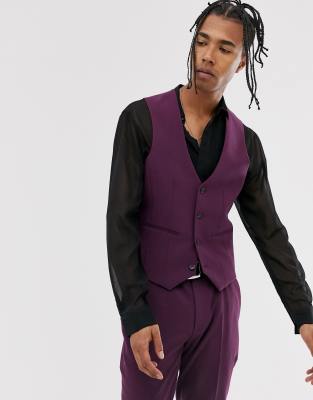 asos suit purple vest skinny super