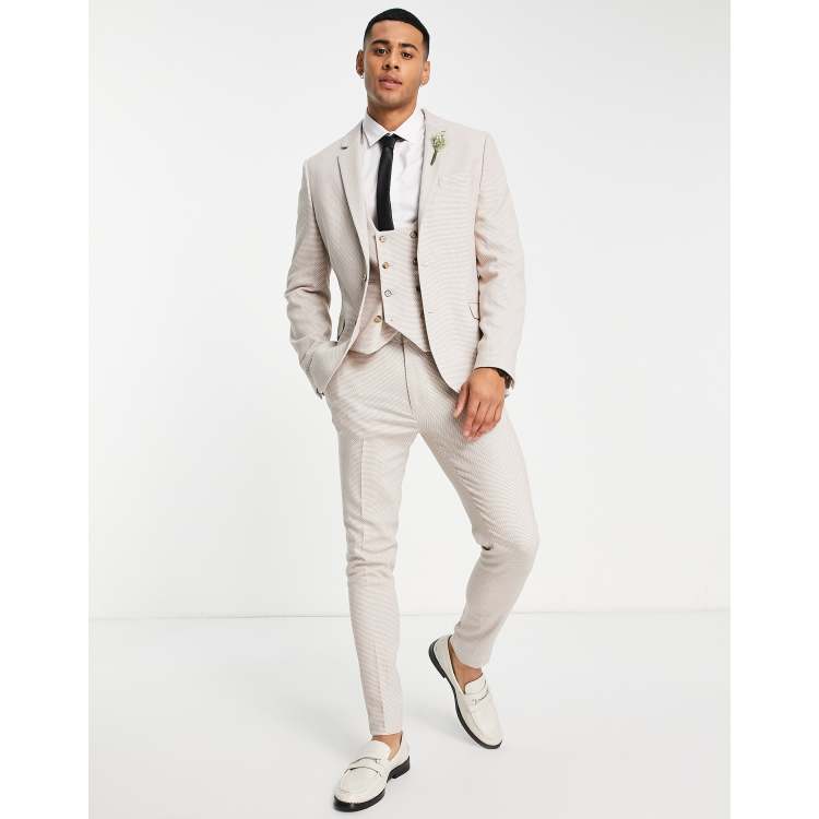 ASOS DESIGN wedding super skinny suit trousers in birdseye