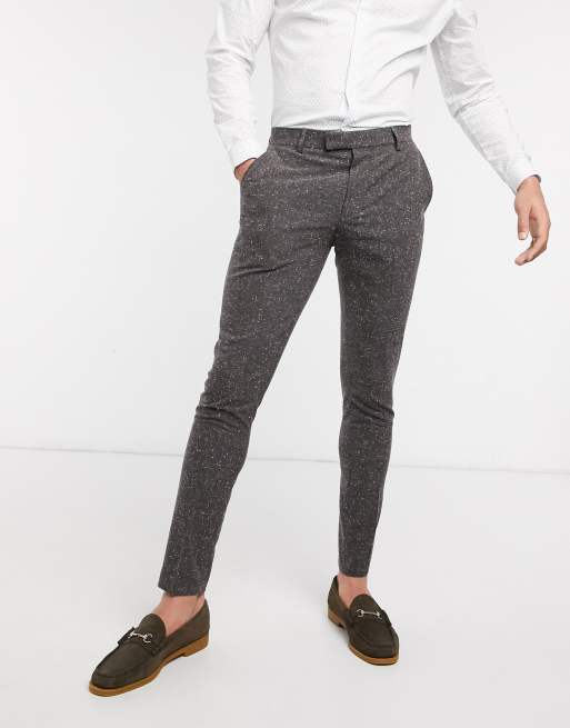 ASOS DESIGN wedding super skinny suit in charcoal nepp texture, 2 of 2