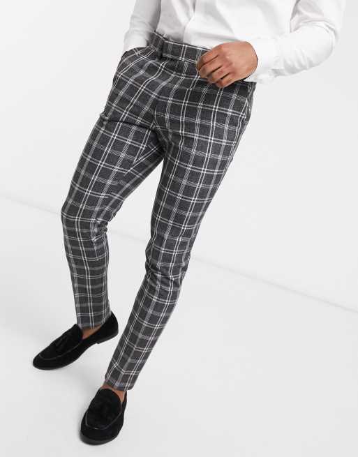 ASOS DESIGN wedding super skinny suit in grey marl check, 3 of 3