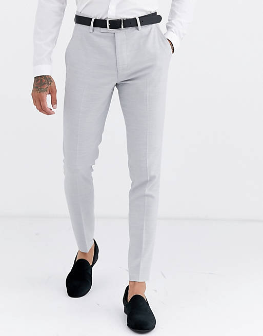 ASOS DESIGN wedding super skinny suit trousers in ice grey micro texture