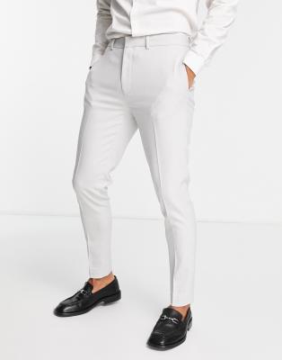 ASOS DESIGN wedding super skinny suit trousers in ice grey micro texture