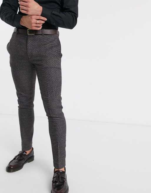 ASOS DESIGN wedding super skinny suit in charcoal tweed texture, 2 of 3