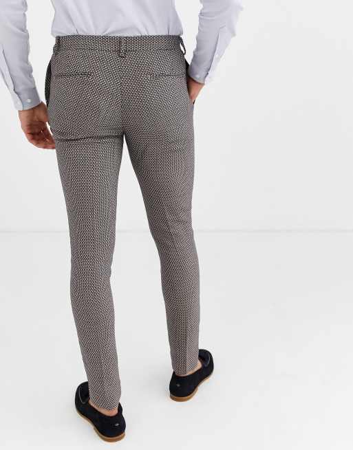 ASOS DESIGN wedding super skinny suit trousers in micro texture in grey, 2 of 4