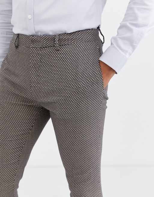 ASOS DESIGN wedding super skinny suit trousers in micro texture in grey, 3 of 4