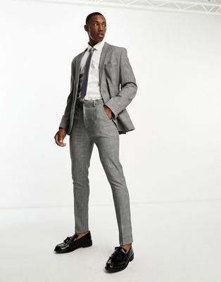 ASOS DESIGN wedding super skinny suit in monochrome prince of wales check