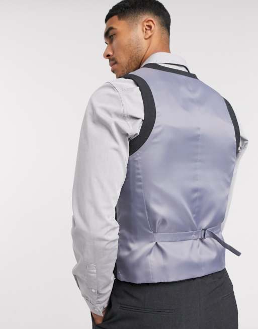 ASOS DESIGN Wedding - super skinny suit vest i koksgrå firvejs stræk, 2 af 4