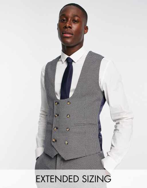 ASOS DESIGN wedding super skinny suit vest in birdseye texture in tan 