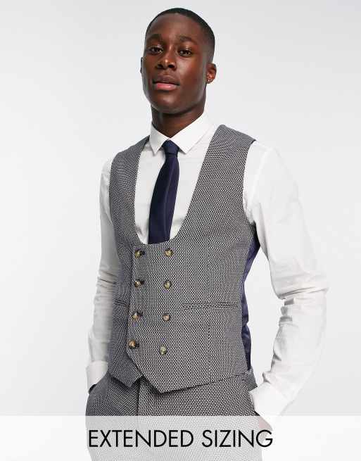 ASOS DESIGN wedding super skinny suit vest in birdseye texture in tan