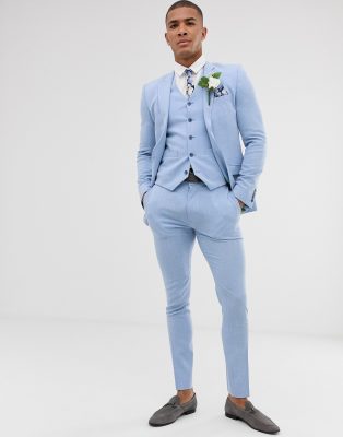 light blue skinny suit