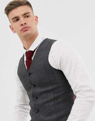 asos herringbone skinny suit super waistcoat charcoal mens shopstyle
