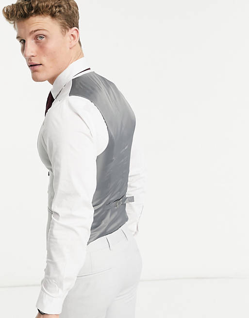 Suits wedding super skinny suit waistcoat in ice grey micro texture 