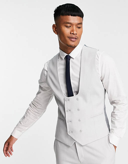 asos.com | Wedding super skinny suit waistcoat in ice grey micro texture