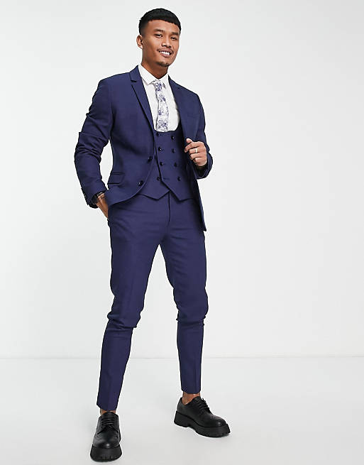 Blue Mens Clothing Jackets Waistcoats and gilets for Men ASOS Synthetic Super Skinny Suit Waistcoat in Navy 