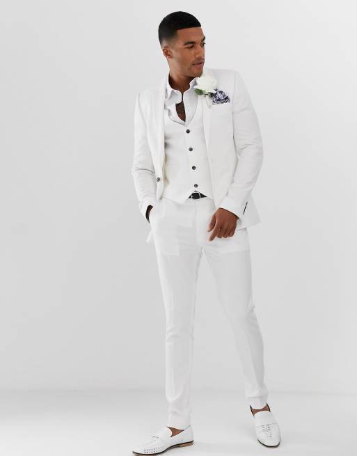 ASOS DESIGN wedding super skinny suit in white, 4 of 4