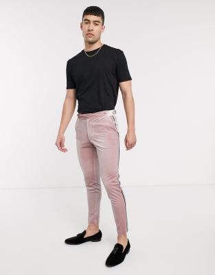 pink velvet trousers