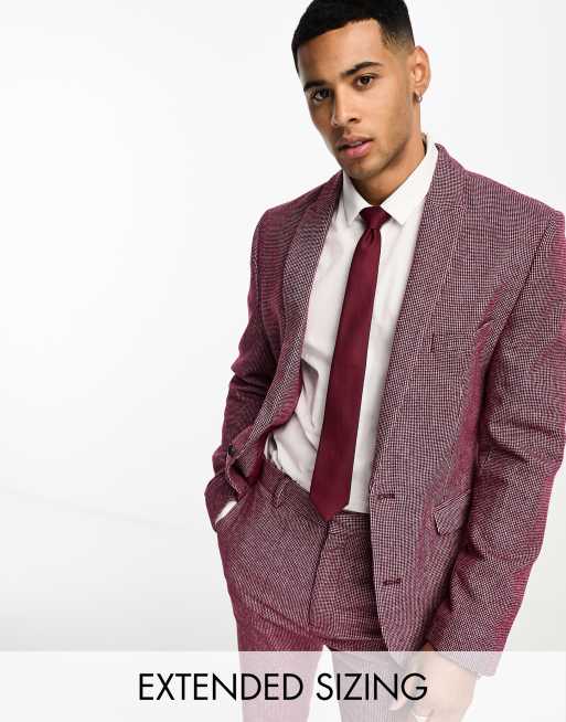 ASOS DESIGN slim tuxedo suit in burgundy