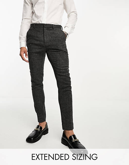 asos.com | Super skinny wool mix puppytooth suit pants in charcoal