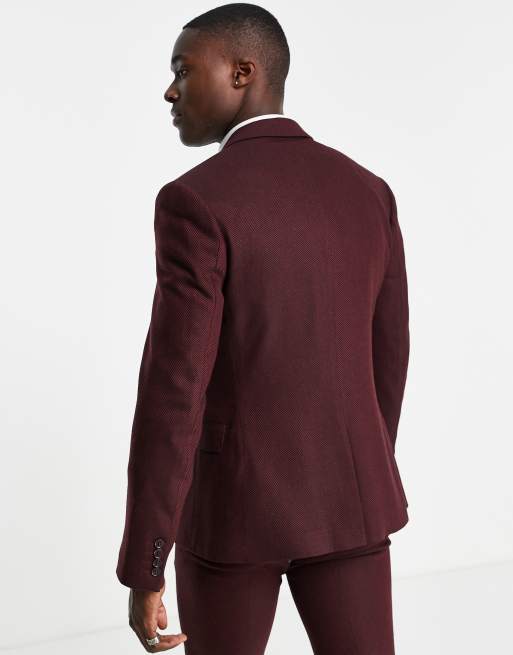 Burgundy cheap wool jacket