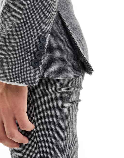 ASOS DESIGN wedding super skinny wool mix suit jacket in monochrome puppytooth, 5 of 5
