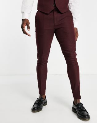 burgundy suit trousers