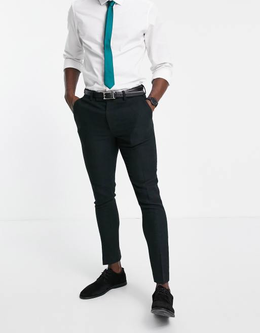 ASOS DESIGN wedding super skinny wool mix suit pants in forest green twill