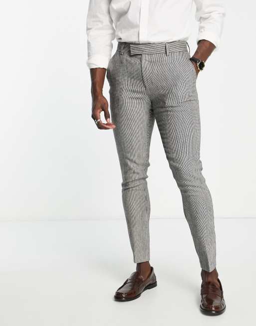 ASOS DESIGN wedding super skinny wool mix suit pants in monochrome  puppytooth