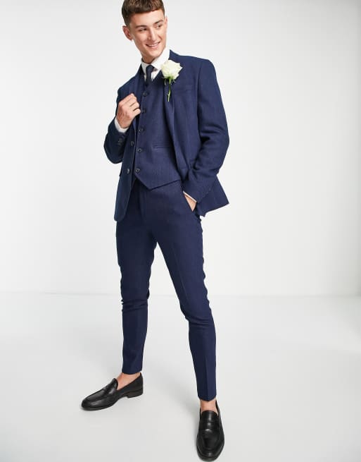 ASOS DESIGN slim tuxedo pants in navy