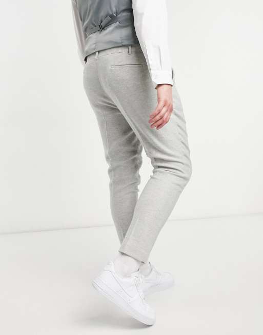 ASOS DESIGN wedding super skinny wool mix suit trousers in ice grey twill, 2 of 4