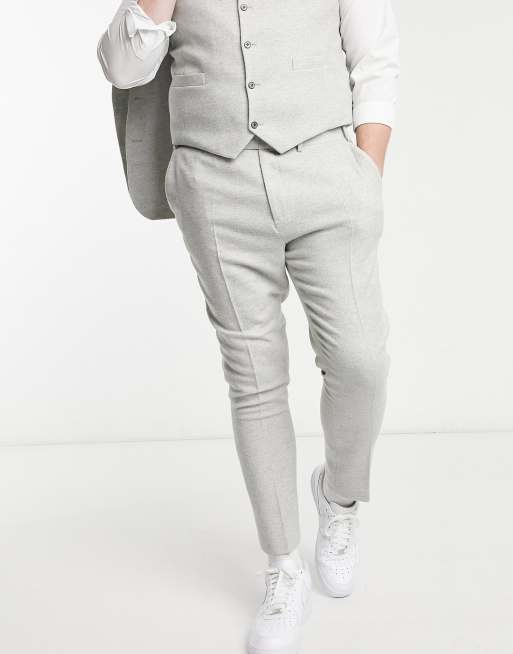 ASOS DESIGN wedding super skinny wool mix suit trousers in ice grey twill, 4 of 4
