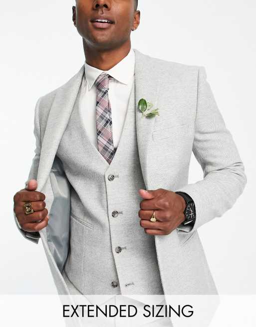 Mid Grey Twill Slim Suit Jacket