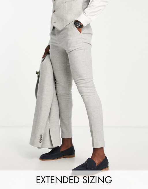 ASOS DESIGN wedding super skinny wool mix twill suit in ice gray