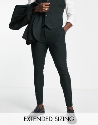 ASOS DESIGN wedding super skinny wool mix twill suit in forest green