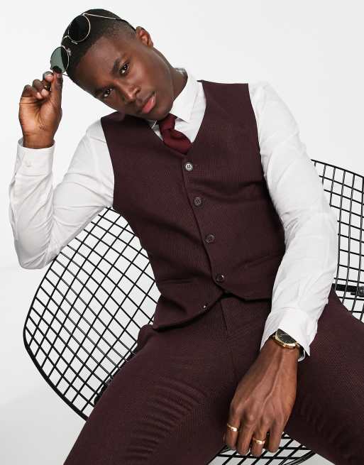 Burgundy 2025 wool waistcoat